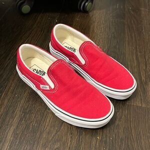 Vans red slip on shoes size 8 women’s new condition. Only worn once!